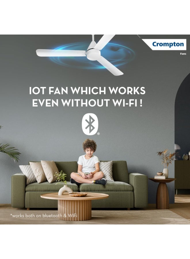 Crompton Energion Hyperjet Smart 1200mm BLDC Ceiling Fan | Wi-Fi, Bluetooth & Remote | Alexa & Ok Google | BEE 5 Star Energy Rated | High Air Delivery | 2 Year Manufacturer Warranty | Opal White - Image 4